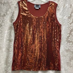 EUC Slinky Brand Rust Red Sequin Tank Top
